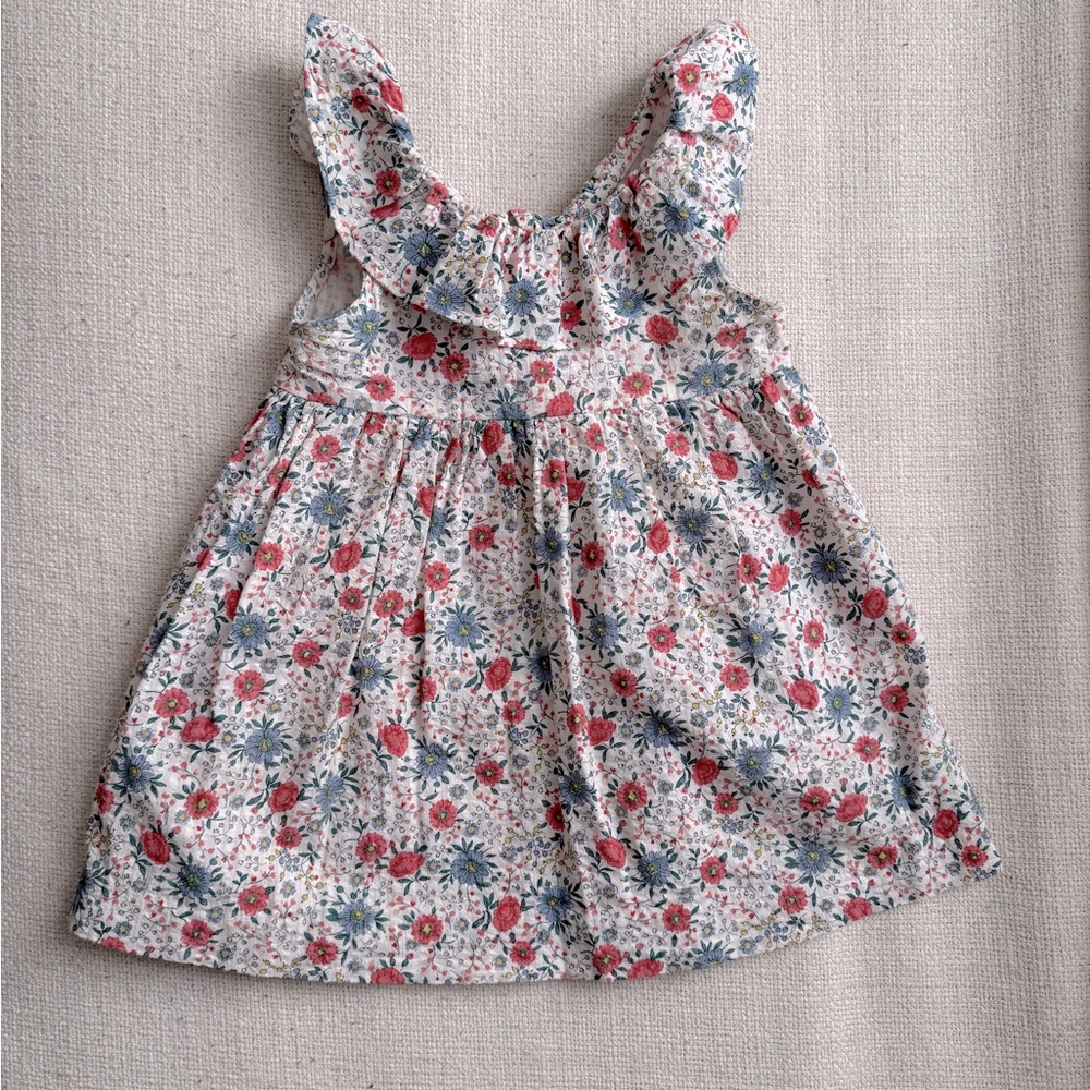 Cotton Seersucker Floral Sleeveless Dress, sz 2t